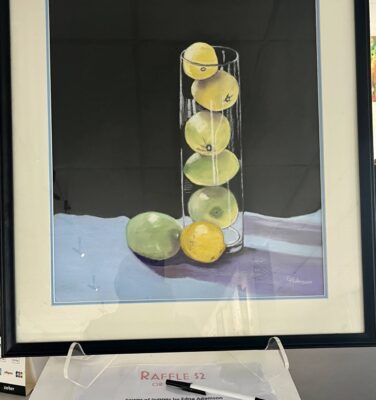 Raffle prize. “Tower of lemons” by Edna Adamson